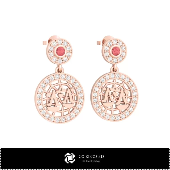 Conjunto de joyería infantil 3D con signo zodiacal Libra