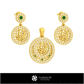 Conjunto de joyería infantil 3D con signo zodiacal Escorpio, conjuntos de joyería CAD 3D