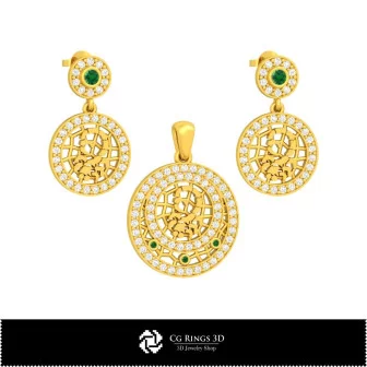 Ensemble de bijoux pour enfants 3D avec signe du zodiaque Scorpion, ensembles de bijoux 3D CAO