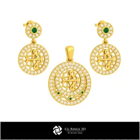 Ensemble de bijoux 3D pour enfants avec maison du zodiaque Sagittaire, DAO de bijoux 3D, Ensembles de bijoux DAO 3D