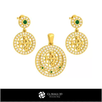 Ensemble de bijoux 3D pour enfants avec maison du zodiaque Sagittaire, DAO de bijoux 3D, Ensembles de bijoux DAO 3D