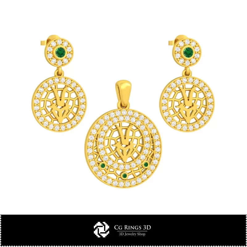 Ensemble de bijoux enfant 3D avec signe du zodiaque Capricorne