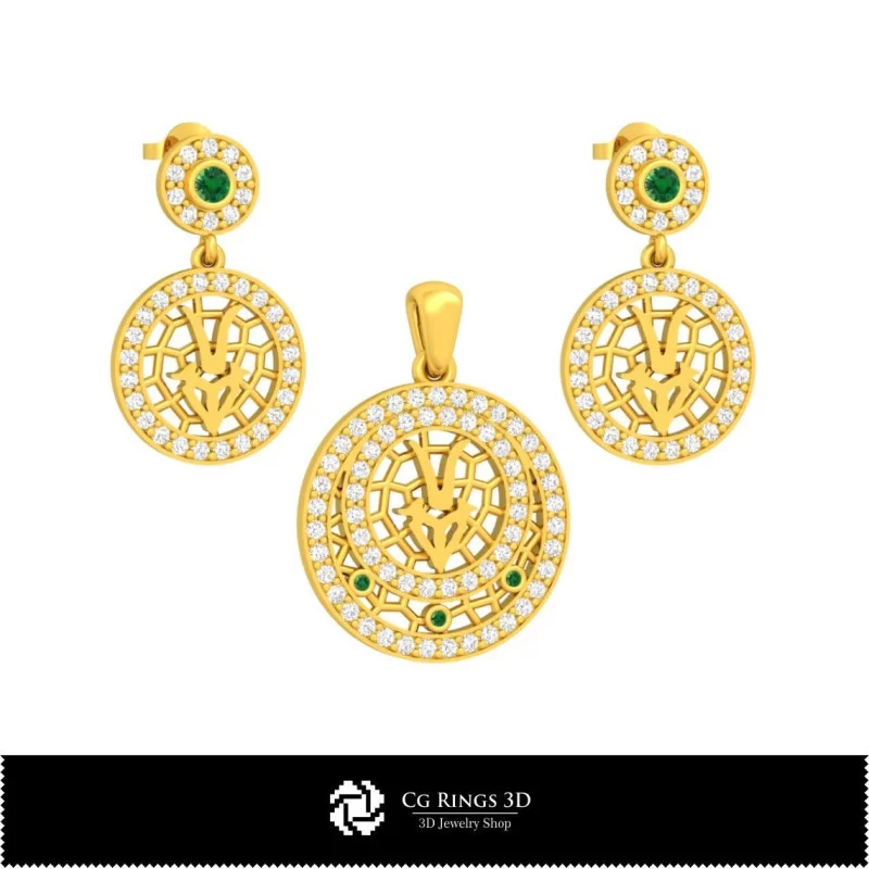 Ensemble de bijoux enfant 3D avec signe du zodiaque Capricorne