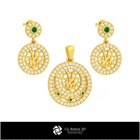 Ensemble de bijoux 3D pour enfants avec signe du zodiaque Capricorne, bijou 3D DAO, ensembles de bijoux DAO 3D