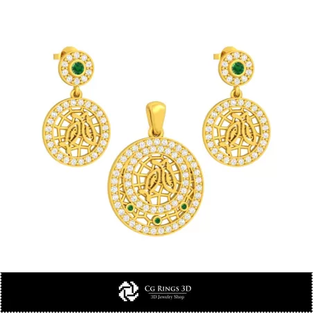 Ensemble de bijoux 3D pour enfants avec signe du zodiaque Poissons, bijoux CAO 3D, ensembles de bijoux CAO 3D