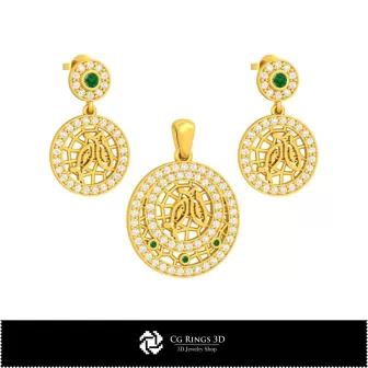 Conjunto de joyería infantil 3D con casa del zodiaco Piscis, CAD de joyería 3D, juegos de joyería CAD 3D