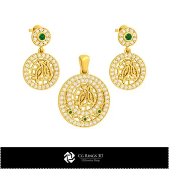 Conjunto de joyería infantil 3D con casa del zodiaco Piscis, CAD de joyería 3D, juegos de joyería CAD 3D