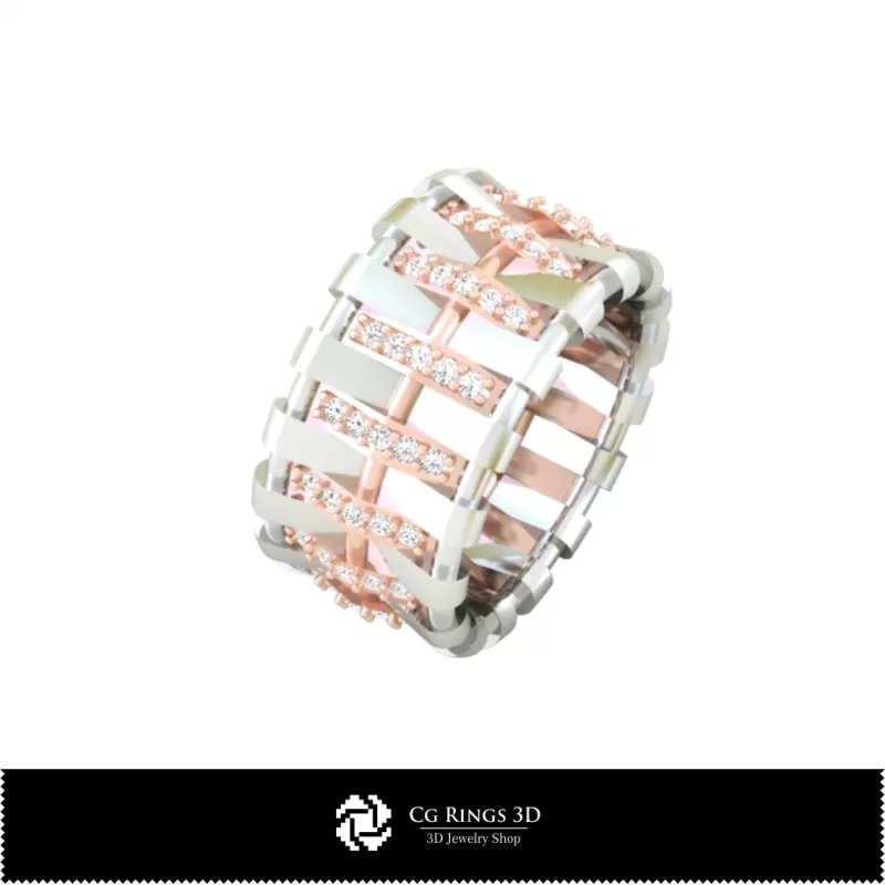 3D Damen-Trauringe mit Diamanten