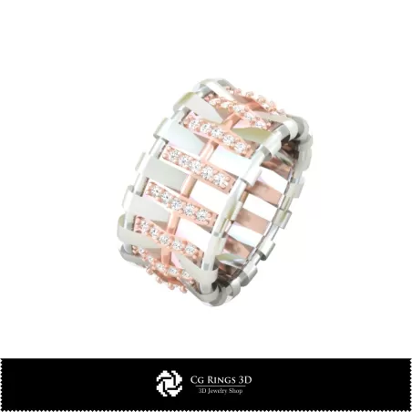 3D Ladies Wedding Bands With Diamonds Home, Jewelry 3D CAD, Rings 3D CAD , Wedding Bands 3D, Diamond Rings 3D
