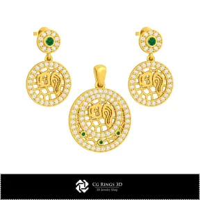 Ensemble de bijoux 3D pour enfants avec signe du zodiaque Verseau, bijoux 3D CAO, ensembles de bijoux 3D CAO