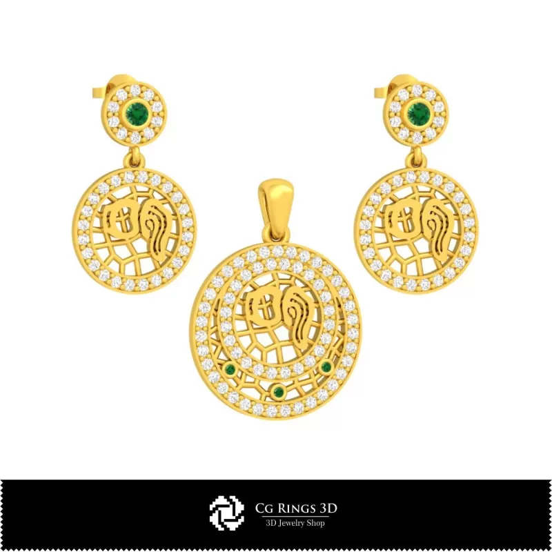 Ensemble de bijoux enfant 3D avec signe du zodiaque Verseau