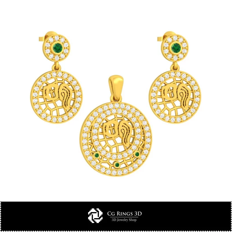 Ensemble de bijoux enfant 3D avec signe du zodiaque Verseau