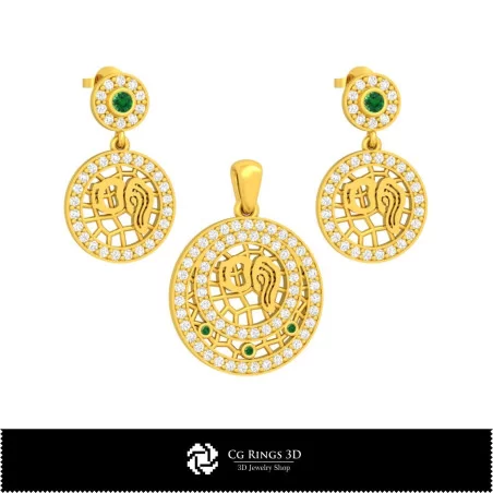 Ensemble de bijoux 3D pour enfants avec signe du zodiaque Verseau, bijoux 3D CAO, ensembles de bijoux 3D CAO