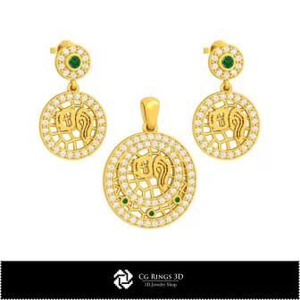 Ensemble de bijoux 3D pour enfants avec signe du zodiaque Verseau, bijoux 3D CAO, ensembles de bijoux 3D CAO