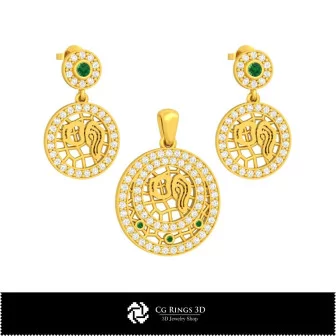 Ensemble de bijoux 3D pour enfants avec signe du zodiaque Verseau, bijoux 3D CAO, ensembles de bijoux 3D CAO