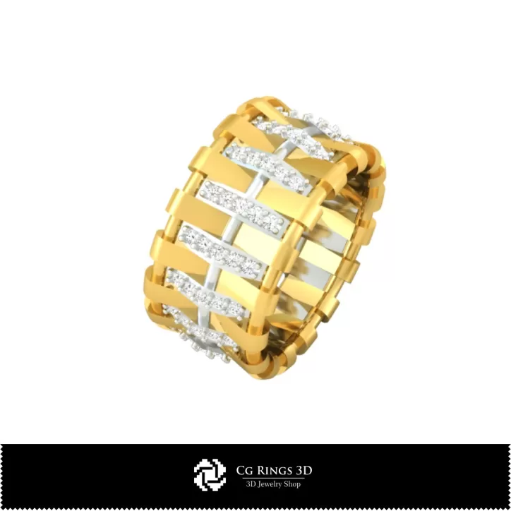 Alianzas de boda para mujer 3D con diamantes