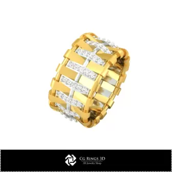 Verighete de damă 3D cu diamante Acasă, Bijuterii CAD 3D, Inele CAD 3D, Verighete 3D, Inele cu diamante 3D