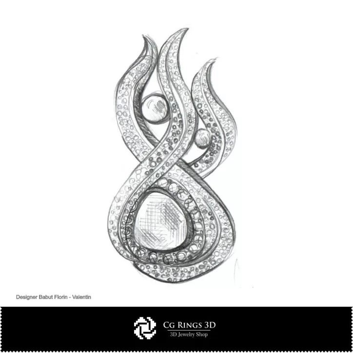 Bozzetto di spilla - Design di gioielli