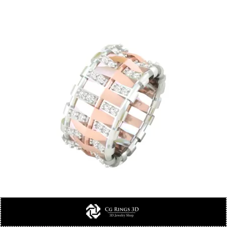 3D Ladies Wedding Bands With Diamonds