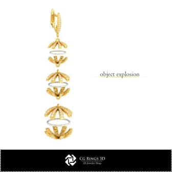 Jewelry-Earrings 3D CAD Jewelry 3D CAD, Earrings 3D CAD , 3D Drop Earrings, 3D Chandelier Earrings