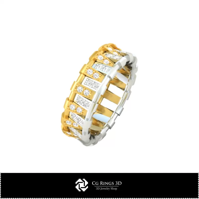 3D Damen-Trauringe mit Diamanten