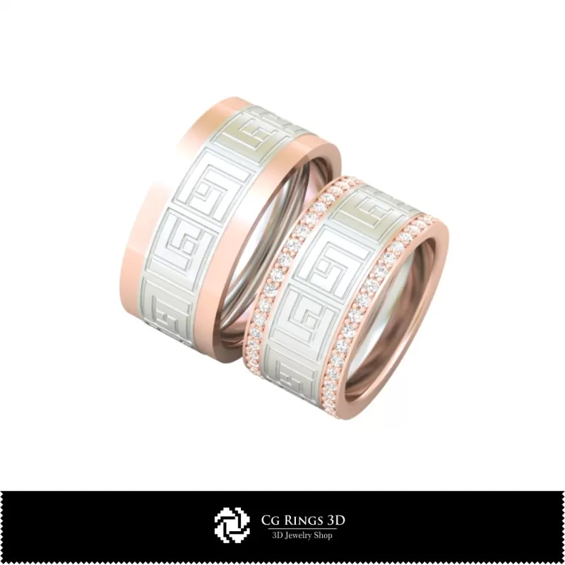 Bague de mariage avec diamants - Bijoux 3D CAO