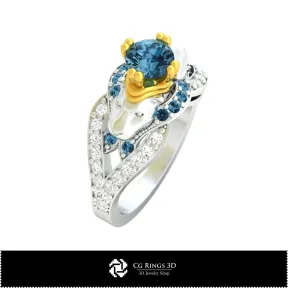 Art Nouveau Engagement Ring - Jewelry 3D CAD