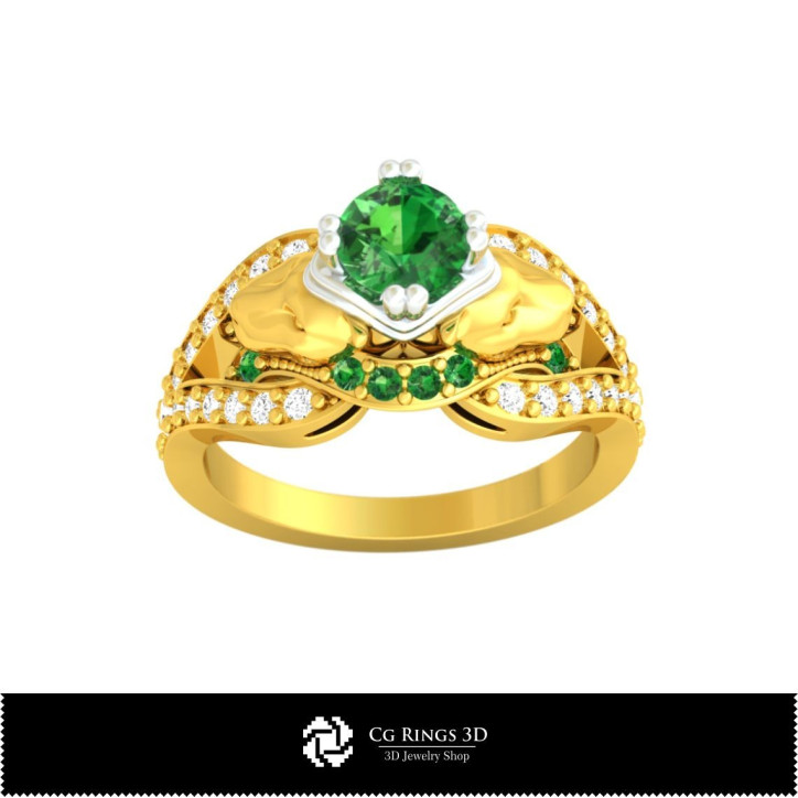 Art Nouveau Engagement Ring - Jewelry 3D CAD