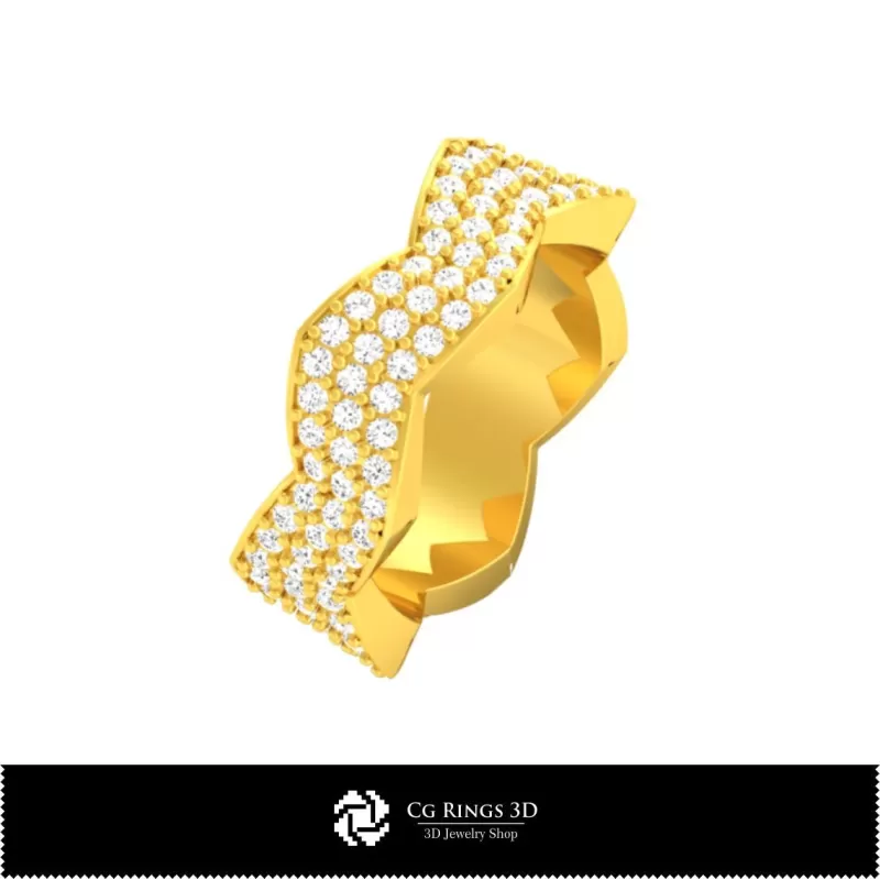 Bague de mariage avec diamants - CAO 3D pour bijoux