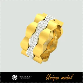 Bagues de mariage uniques CB - Bijoux 3D