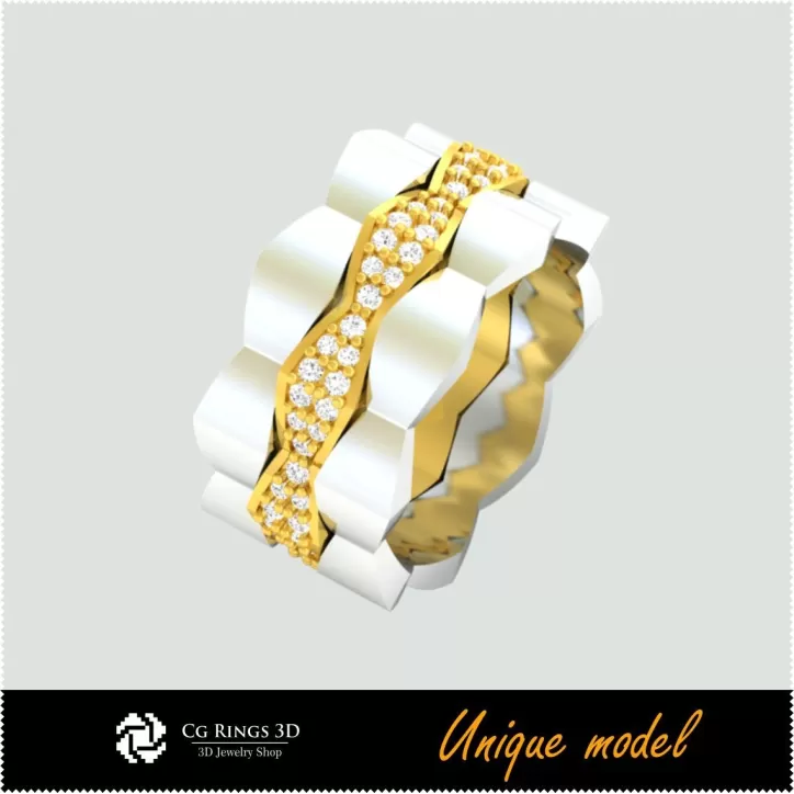 Bagues de mariage uniques CB - Bijoux 3D