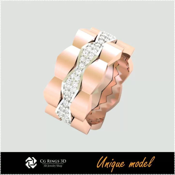 Bagues de mariage uniques CB - Bijoux 3D