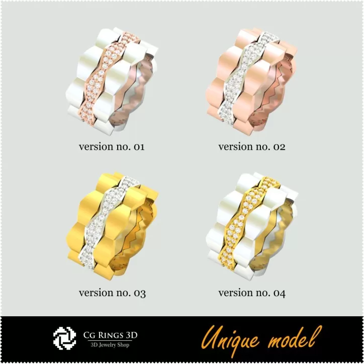 Bagues de mariage uniques CB - Bijoux 3D