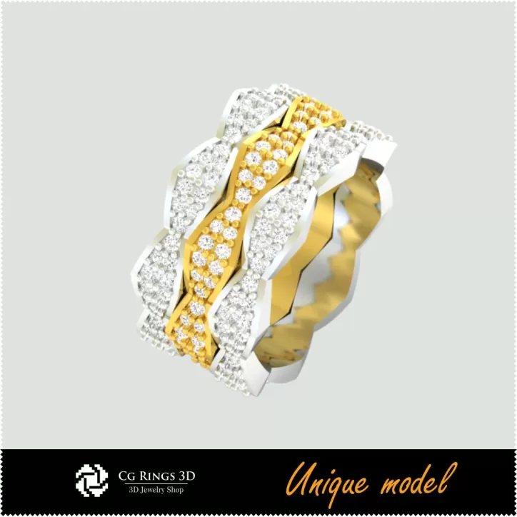 Bagues de mariage uniques CB - Bijoux 3D