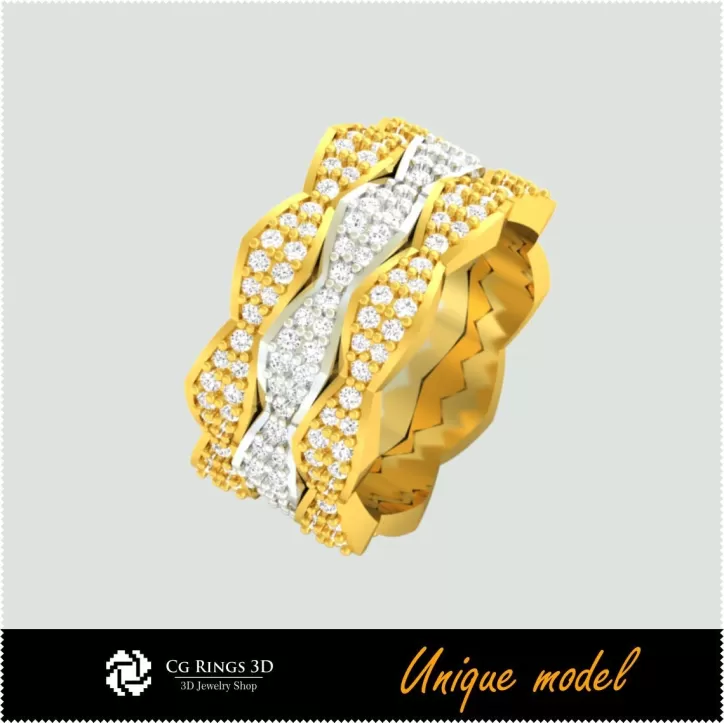 Bagues de mariage uniques CB - Bijoux 3D