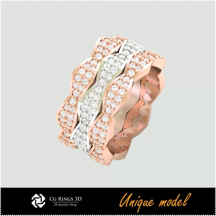 Bagues de mariage uniques CB - Bijoux 3D