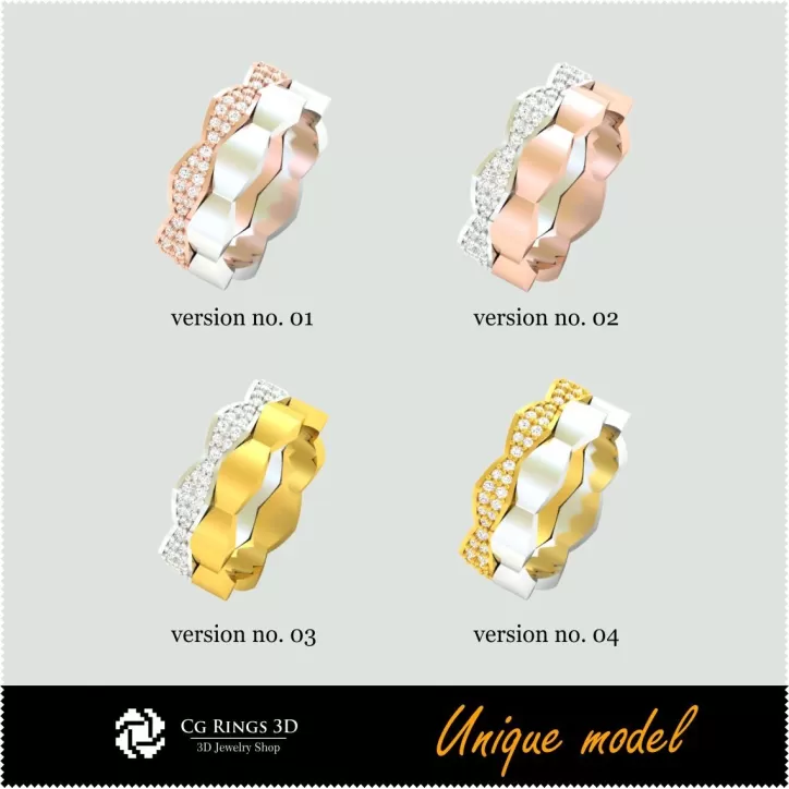 Bagues de mariage uniques CB - Bijoux 3D