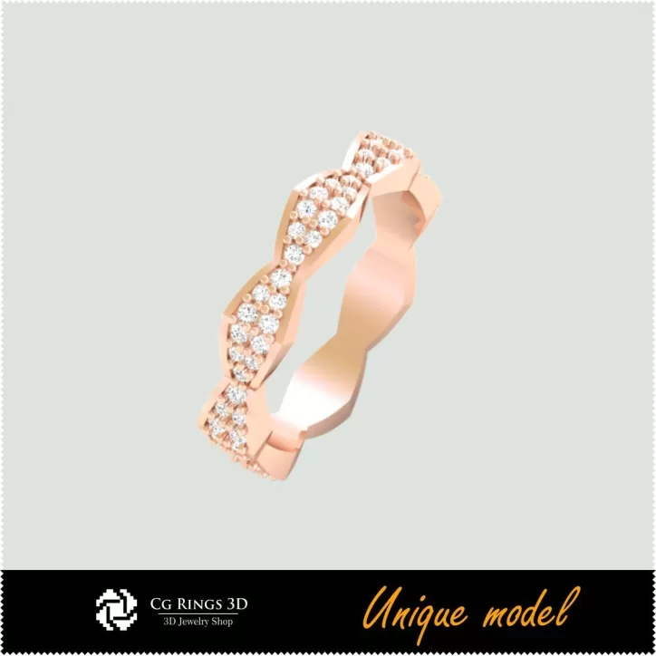 Bagues de mariage uniques CB - Bijoux 3D