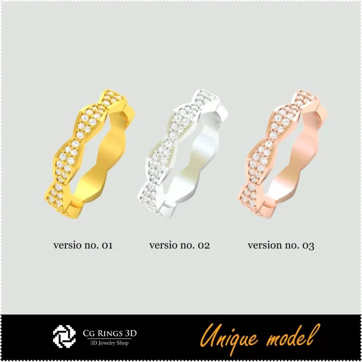 Bagues de mariage uniques CB - Bijoux 3D