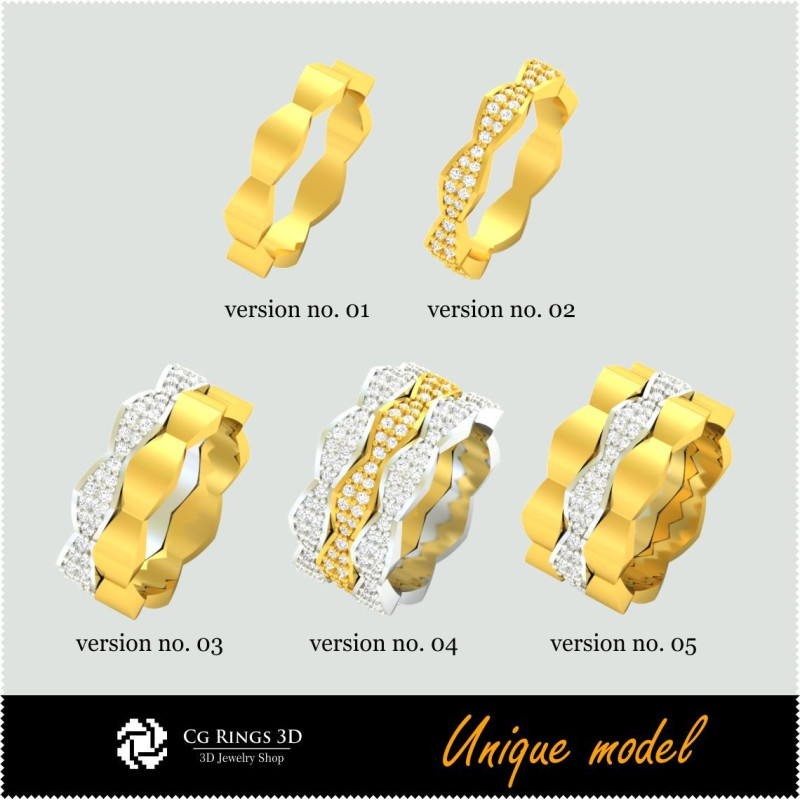 3D Unique Wedding Bands CB Home, Bijoux 3D CAO, Bijoux Unique 3D, Anneaux 3D CAO, Bandes de Mariage 3D, Anneaux  de Mode 3D