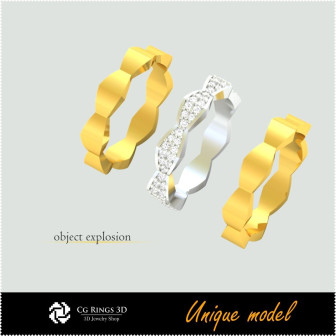 3D Unique Wedding Bands CB Home, Bijoux 3D CAO, Bijoux Unique 3D, Anneaux 3D CAO, Bandes de Mariage 3D, Anneaux  de Mode 3D 