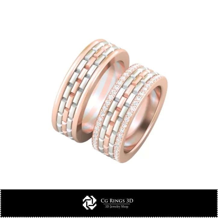 Anillo de boda con diamantes - Joyería 3D CAD