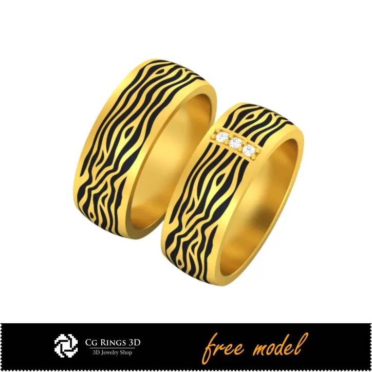 Anillo de boda 3D con esmalte - Modelo 3D gratuito