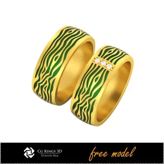 3D Wedding Ring With Enamel - Free 3D Model Home, Bijoux 3D CAO, Bijoux 3D Gratuits, Anneaux 3D CAO, Bandes de Mariage 3D, Bande