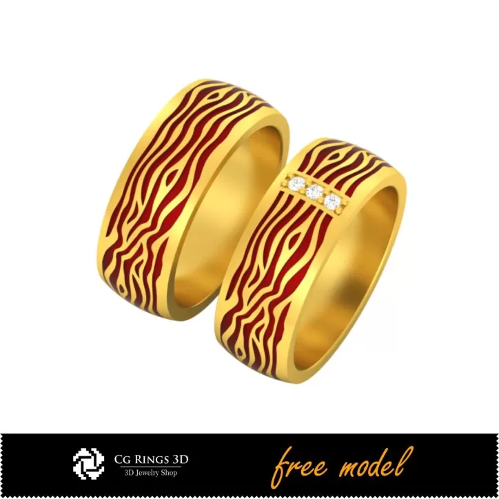 Anillo de boda 3D con esmalte - Modelo 3D gratuito
