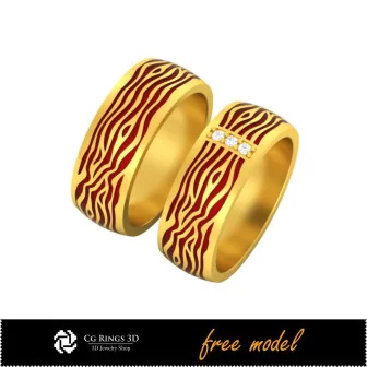 3D Wedding Ring With Enamel - Free 3D Model Home, Jewelry 3D CAD, Free 3D Jewelry, Rings 3D CAD , Wedding Bands 3D, Eternity Ba