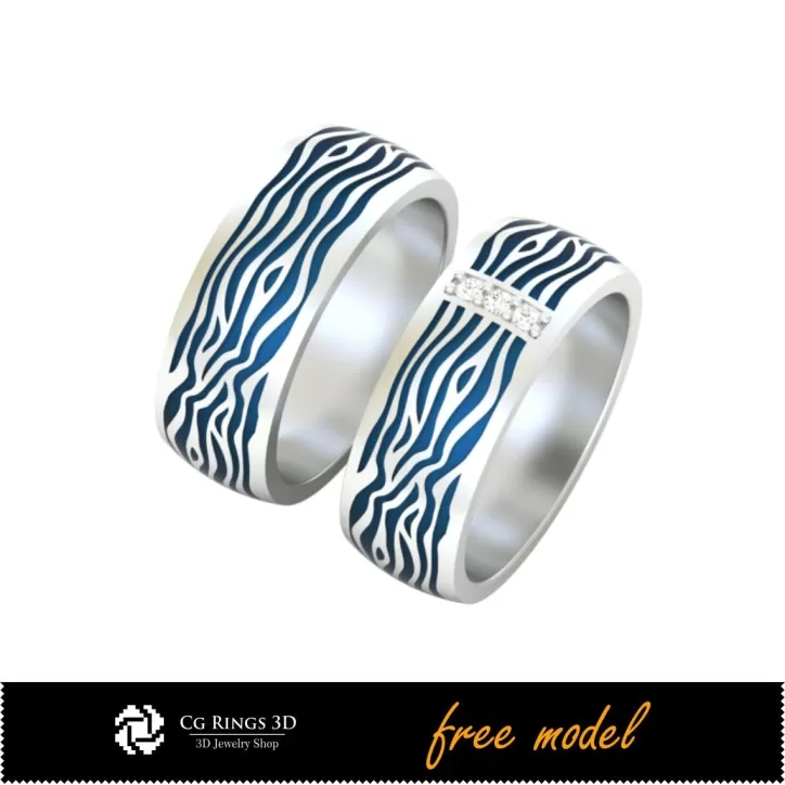 Anillo de boda 3D con esmalte - Modelo 3D gratuito