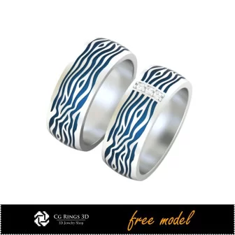 3D Wedding Ring With Enamel - Free 3D Model Home, Bijoux 3D CAO, Bijoux 3D Gratuits, Anneaux 3D CAO, Bandes de Mariage 3D, Bande