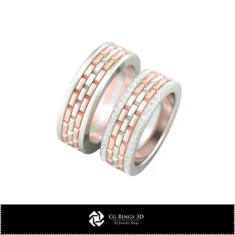 Inele de nuntă 3D cu diamante, bijuterii CAD 3D, inele CAD 3D, verighete 3D, inele cu diamante 3D