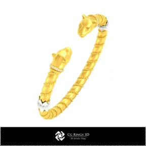 Bracciale Art Nouveau 3D per la casa, Gioielleria CAD 3D, Bracciali CAD 3D, Gioielli vintage CAD 3D, Bracciali 3D, Bracciale a